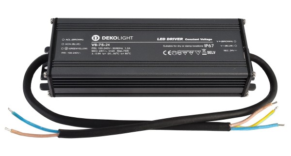 Deko-Light Netzgerät, IP, CV, V6-75-24, Aluminium, Grau, 75W, 24V, 186x64mm