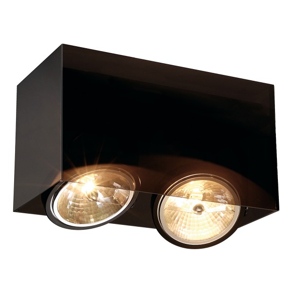ACRYLBOX, Deckenleuchte, zweiflammig, QR-LP111, rechteckig, schwarz/transluzent, max. 100W
