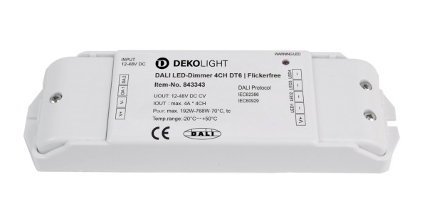 Deko-Light Niedervolt DALI Dimmer (CV, DC), DALI 2 PWM Dimmer CV 4CH, 12-48V, 4A/CH, DT6, Kunststoff