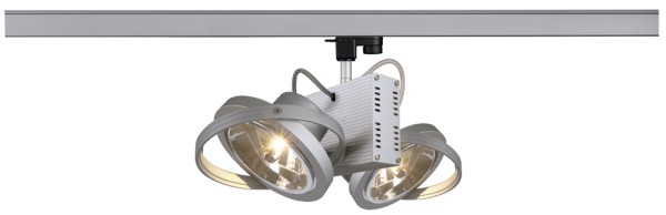 TEC 2, Spot für Hochvolt-Stromschiene 3Phasen, zweiflammig, QR111, silbergrau, max. 100W