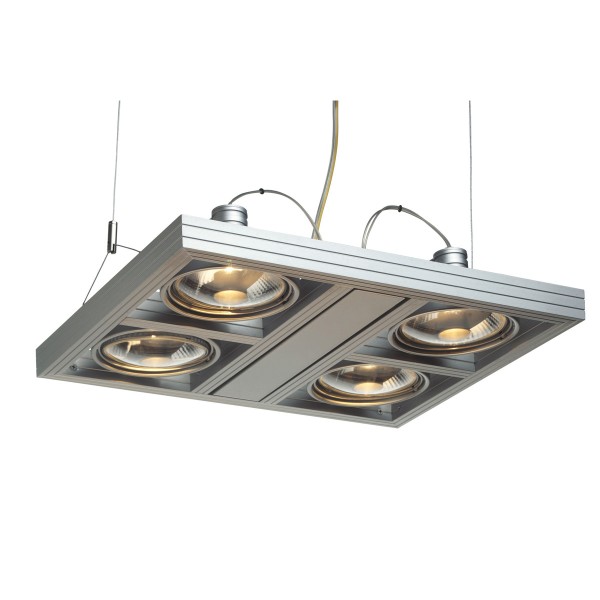 AIXLIGHT SQUARE, Pendelleuchte, vierflammig, QPAR111, viereckig, silbergrau, max. 300W