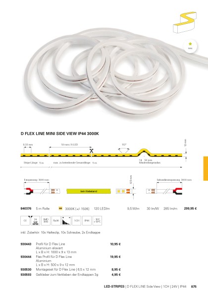 Deko-Light Zubehör, Profil für D Flex Line SIDE, Aluminium, Silber-matt eloxiert, 1000mm