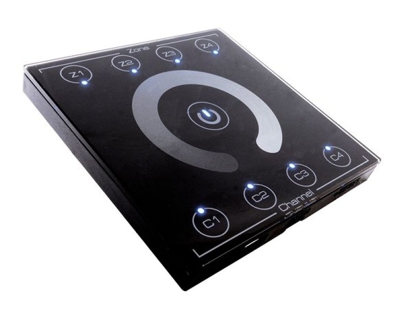 Deko-Light Controller, DMX Touch 16C, Glas, Schwarz, 12-24V, 86x86mm