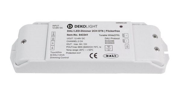 Deko-Light Niedervolt DALI Dimmer (CV, DC), DALI 2 PWM Dimmer CV 2CH, 12-48V, 8A/CH, DT6, Kunststoff