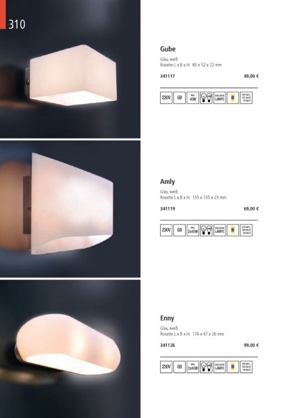 Wandaufbauleuchte, Enny, 220-240V AC/50-60Hz, G9, 40,00 W