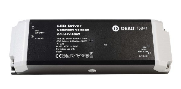 Deko-Light Netzgerät, BASIC, CV, Q8H-24-150W, Kunststoff, Schwarz, 150W, 24V, 210x67mm