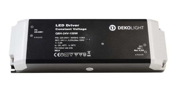 Deko-Light Netzgerät, BASIC, CV, Q8H-24-150W, Kunststoff, Schwarz, 150W, 24V, 210x67mm