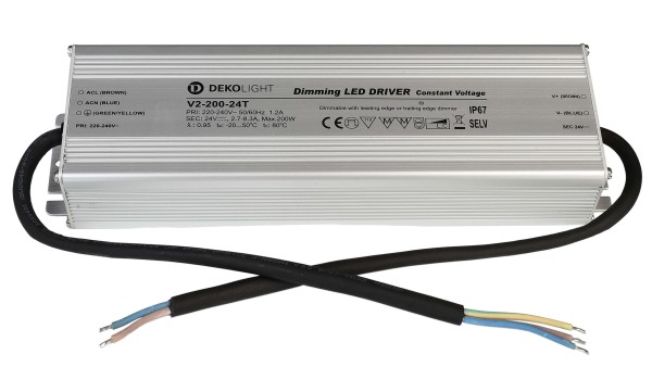 Deko-Light Netzgerät, IP, DIM, CV, V2-200-24T, Aluminium, Silber, 200W, 24V, 2700mA, 249x72mm