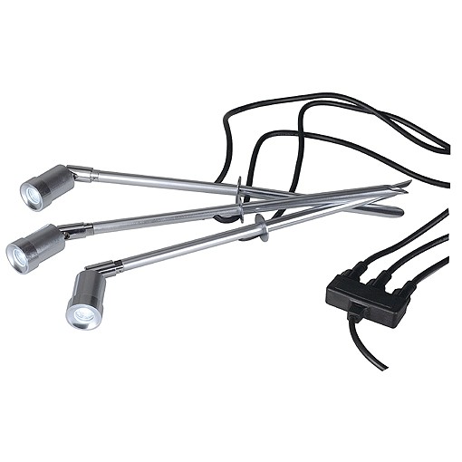 LED OUTDOOR SPIKE SET, alu natur, 3x1W, weiss, IP44