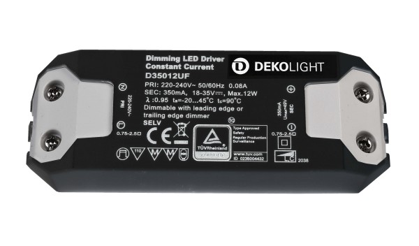 Deko-Light Netzgerät, BASIC, DIM, CC, D350012UF/12W, Kunststoff, Schwarz, 12W, 18-35V, 350mA