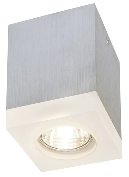 TIGLA, Einbauleuchte, QPAR51, eckig, aluminium gebürstet, mit satiniertem Acryl, max. 50W