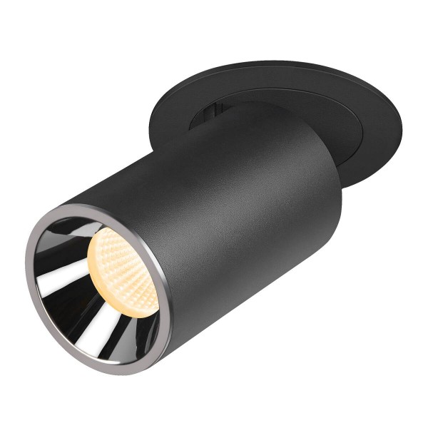 NUMINOS PROJECTOR M Deckeneinbauleuchte, 3000 K, 55°, zylindrisch, schwarz / chrom