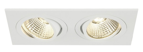 NEW TRIA 2 SET, Einbauleuchte, zweiflammig, LED, 3000K, rechteckig, weiß, 38°, 14,7W, Clipfedern