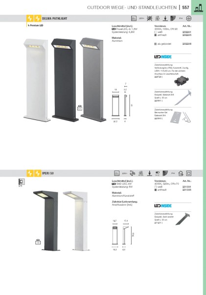 IPERI 50 Stehleuchte, anthrazit, 48 LED, neutralweiss, 4000K