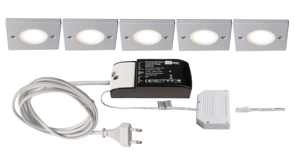 Deko-Light Möbelaufbauleuchte, Fine I 5er Bundle, Aluminium, Silbergrau RAL 7001, Warmweiß, 115°