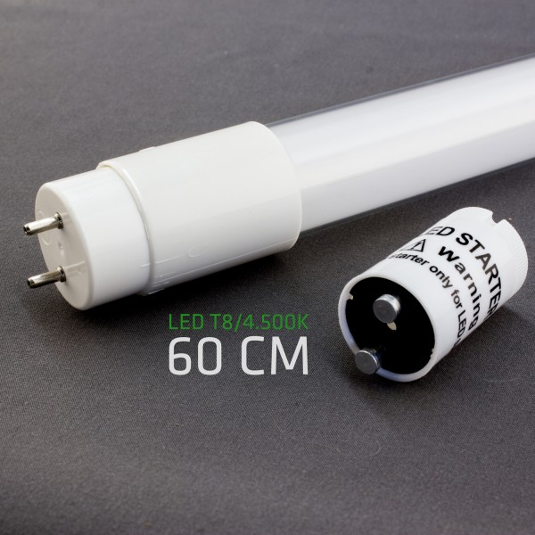 LED T8 Röhre 60cm, 10W, 4500K, SMD, Glas, ersetzt T8/18W 840 Leuchtstofflampe, neutralweiß