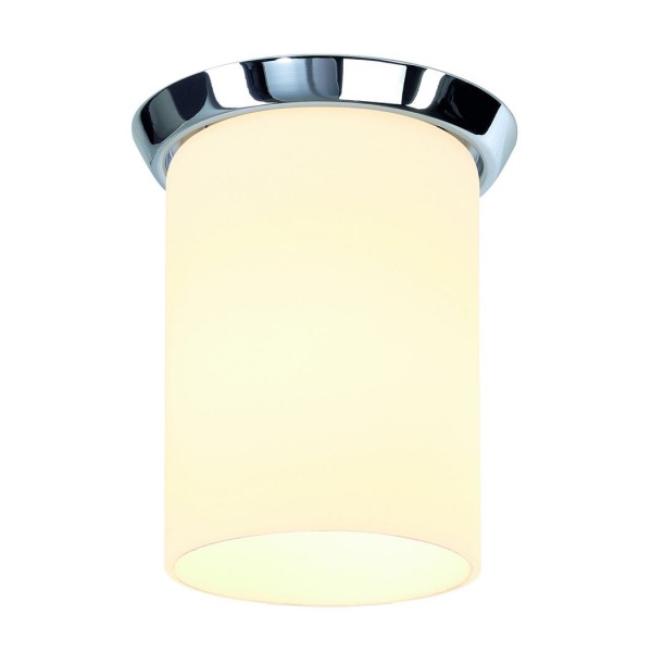 GLAS TUBE E27 Aufbaudownlight, rund, chrom, satiniertes Glas, E27, max.60W
