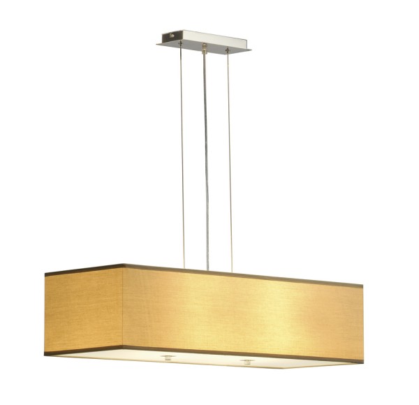 SOPRANA PD-1, Pendelleuchte, A60, eckig, Schirm beige, L/B/H 80/30/20 cm, max. 240W