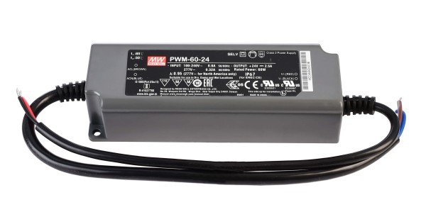 Meanwell Netzgerät, PWM-60-24BLE Casambi, Kunststoff, Weiß, 60W, 24V, 150x53mm