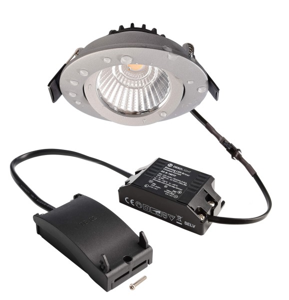 Deko-Light Deckeneinbauleuchte, Dione IP, 8,5 W, DIM, 2700 K, Silber, Aluminium, Silber, 36°, 8W