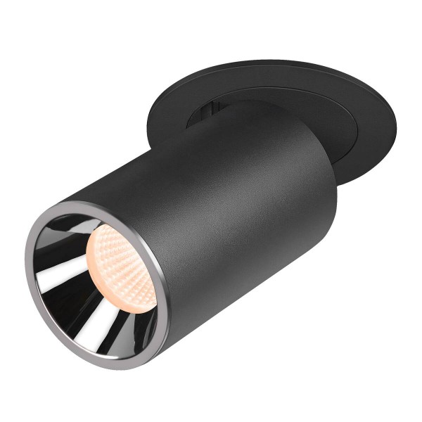 NUMINOS PROJECTOR M Deckeneinbauleuchte, 2700 K, 55°, zylindrisch, schwarz / chrom