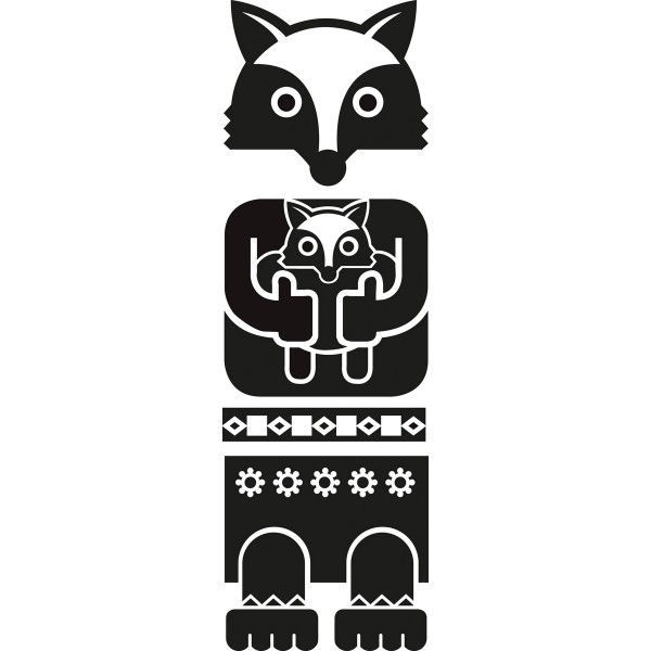 STICKER TOTEM FOX, schwarz, inkl. Rakel