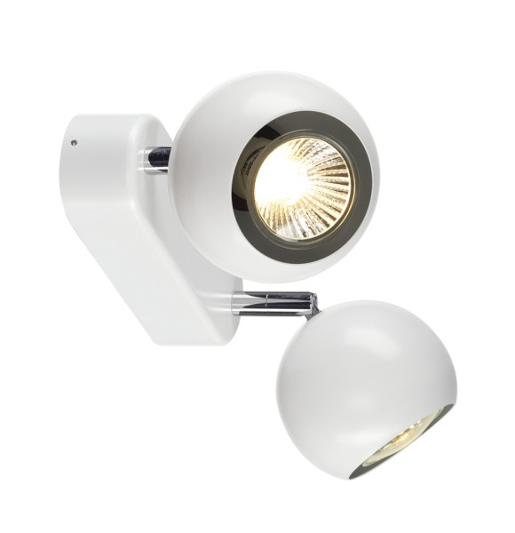 LIGHT EYE 2, Wand- und Deckenleuchte, zweiflammig, QPAR51, weiß/chrom, max. 100 W