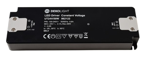 Deko-Light Netzgerät, FLAT, UT24V/50W, Kunststoff, Schwarz, 50W, 24V, 185x62mm