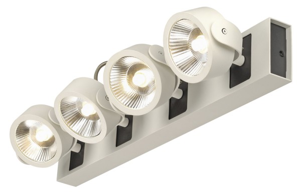 KALU, Wand- und Deckenleuchte, vierflammig, LED, 3000K, weiß/schwarz,  40W, Rosette rechteckig