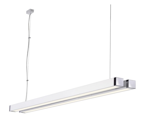 Q-LINE, Pendelleuchte, zweiflammig, T16, weiß/chrom, Energiesparleuchte, 35W