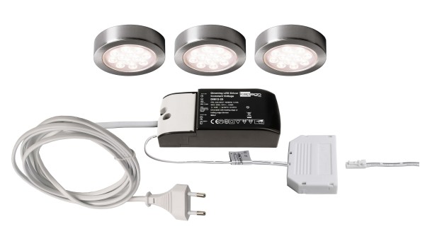 Deko-Light Möbelaufbauleuchte, Baham II 3er Bundle, Aluminium, Silber, Warmweiß, 110°, 2W, 230V