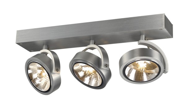 KALU, Wand- und Deckenleuchte, dreiflammig, QR111, rund, aluminium gebürstet, max. 150 W