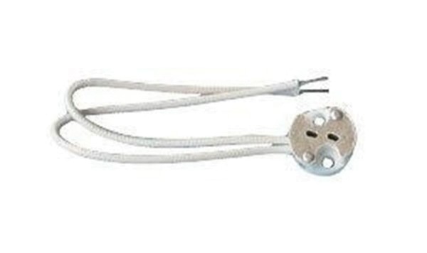 Deko-Light Zubehör, Fassung GU5,3 mit 15 cm Kabel, Keramik, Weiß, 50W, 12V, 150mm