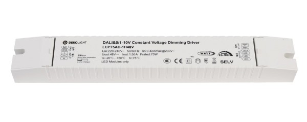 Deko-Light Netzgerät (CV, DC) dimmbar, BASIC, DIM, CV, LCP DALI, 48V, 75W, IP20, Kunststoff, Weiß
