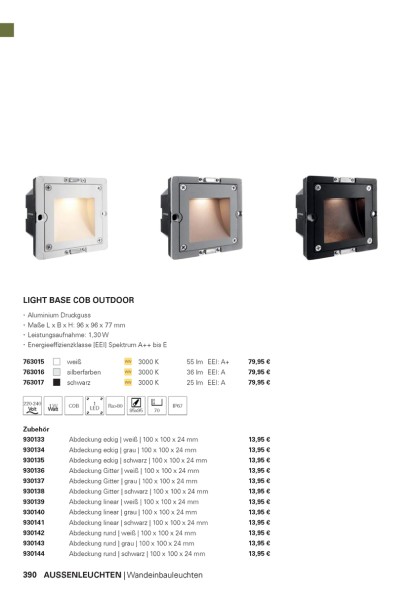Deko-Light Zubehör, Abdeckung silber grau Gitter für Light Base COB Outdoor, Aluminium, Silber-grau