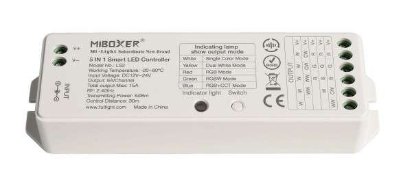 Deko-Light Controller, Controller RGB+CCT, Kunststoff, Weiß, 360W, 12-24V, 15000mA, 124x38mm
