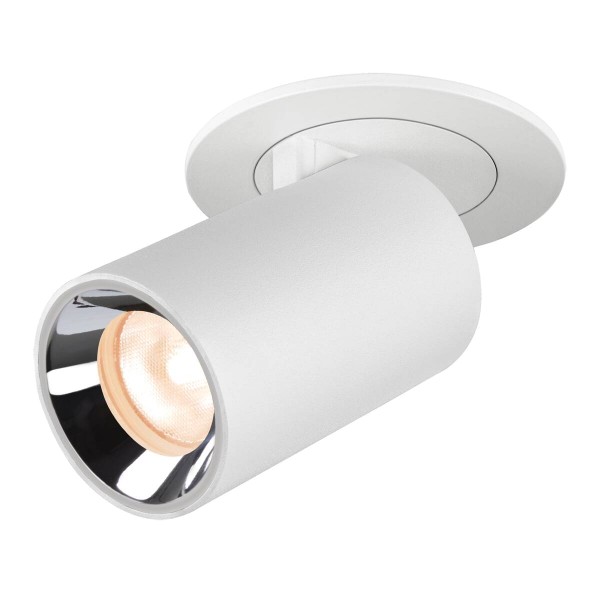 NUMINOS PROJECTOR XS Deckeneinbauleuchte, 2700 K, 20°, zylindrisch, weiß / chrom