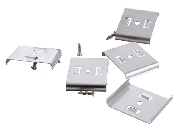 Deko-Light Zubehör, Befestigungsclips 5er Set Mia, Metall, Silber, 30x37mm