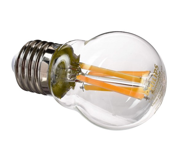 Philips Leuchtmittel, Classic LEDLuster DT4.5-40W P45 E27 CL, Glas, Warmweiß, 270°, 4W, 230V, 80mm