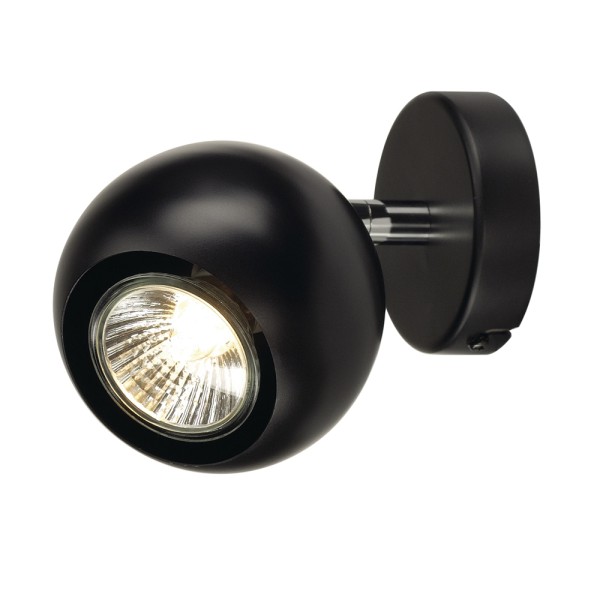 LIGHT EYE 1, Wand- und Deckenleuchte, einflammig, QPAR51, schwarz/chrom, max. 50W