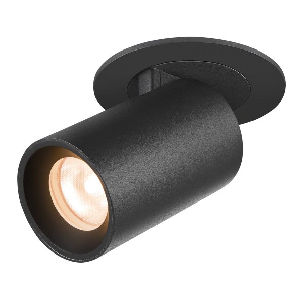NUMINOS PROJECTOR XS Deckeneinbauleuchte, 2700 K, 55°, zylindrisch, schwarz / schwarz