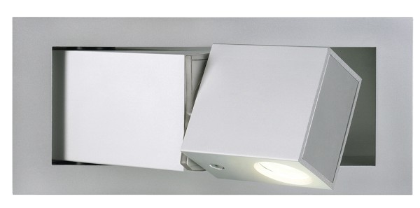 BEDSIDE, Einbauleuchte, LED, 3000K, silbergrau, rechts, mit blauem Orientierungslicht
