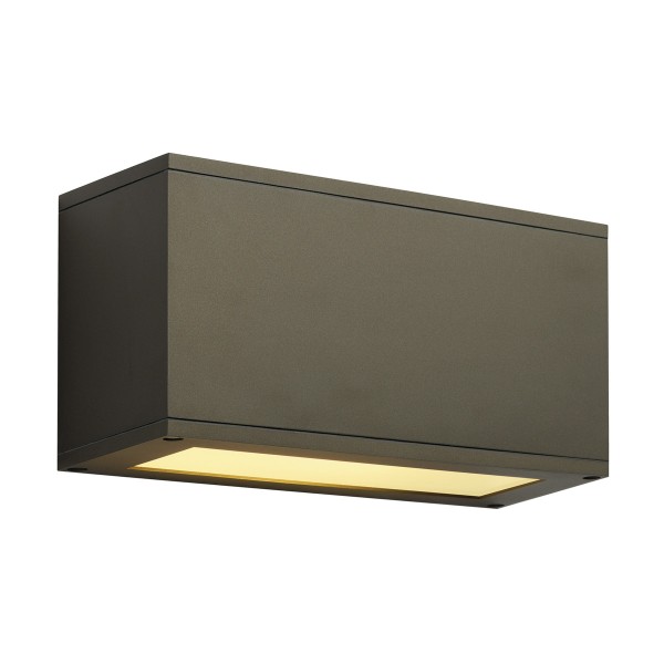 THEOS 102, Outdoor Wandleuchte, TC-TSE, IP44, eckig, up/down, bronze, Glas satiniert, max. 24W
