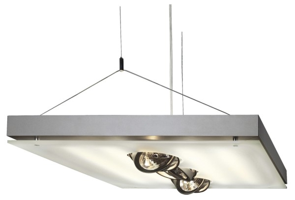 T5 GRILL, Pendelleuchte, dreiflammig, T16 - 55 cm, QR111 eckig, silbergrau, max. 246W