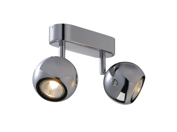 LIGHT EYE 2, Wand- und Deckenleuchte, zweiflammig, QPAR51, chrom, max. 100 W