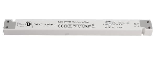 Deko-Light Netzgerät, LONG-FLAT, LT-60-12, Kunststoff, Weiß, 60W, 12V, 5000mA, 305mm