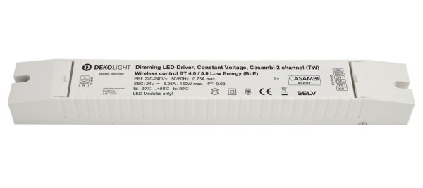 Deko-Light Netzgerät (CV, DC) dimmbar, Basic, Casambi 2 Kanal, 24V, 150W, IP20, Kunststoff, Weiß