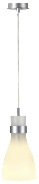 BIBA, Pendelleuchte, A60, silbergrau, Glas satiniert, silbergraue Deckenrosette, max. 60W