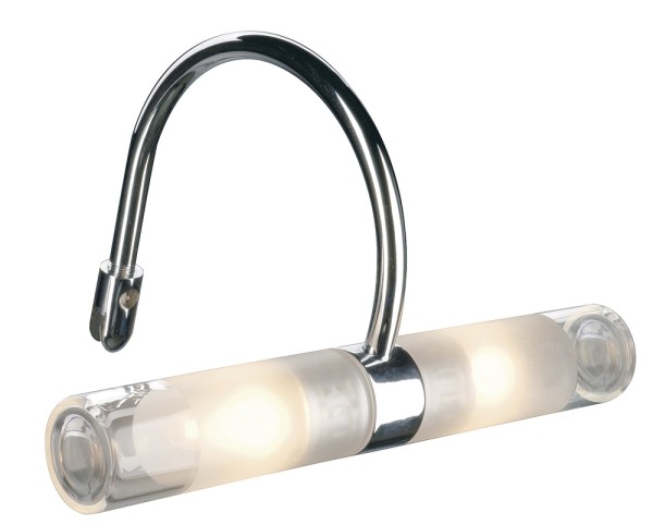 MIBO CURVE, Spiegelleuchte, QT14, IP21, chrom, Glas teilsatiniert, max. 50 W