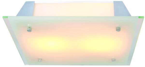 Deckenleuchte HF-Quad 80 W, mit Sensor, Glas klar/ weiß, 230V, E27, 2x 40W, excl. LM, IP20, BxHxT 32